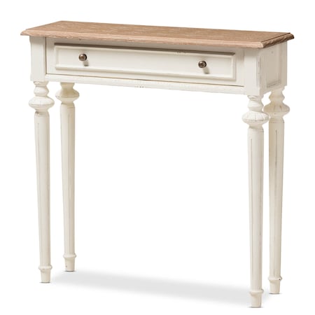 Baxton Studio Marquetterie Oak and White Finish Wood Two-Tone Console Table 133-7190